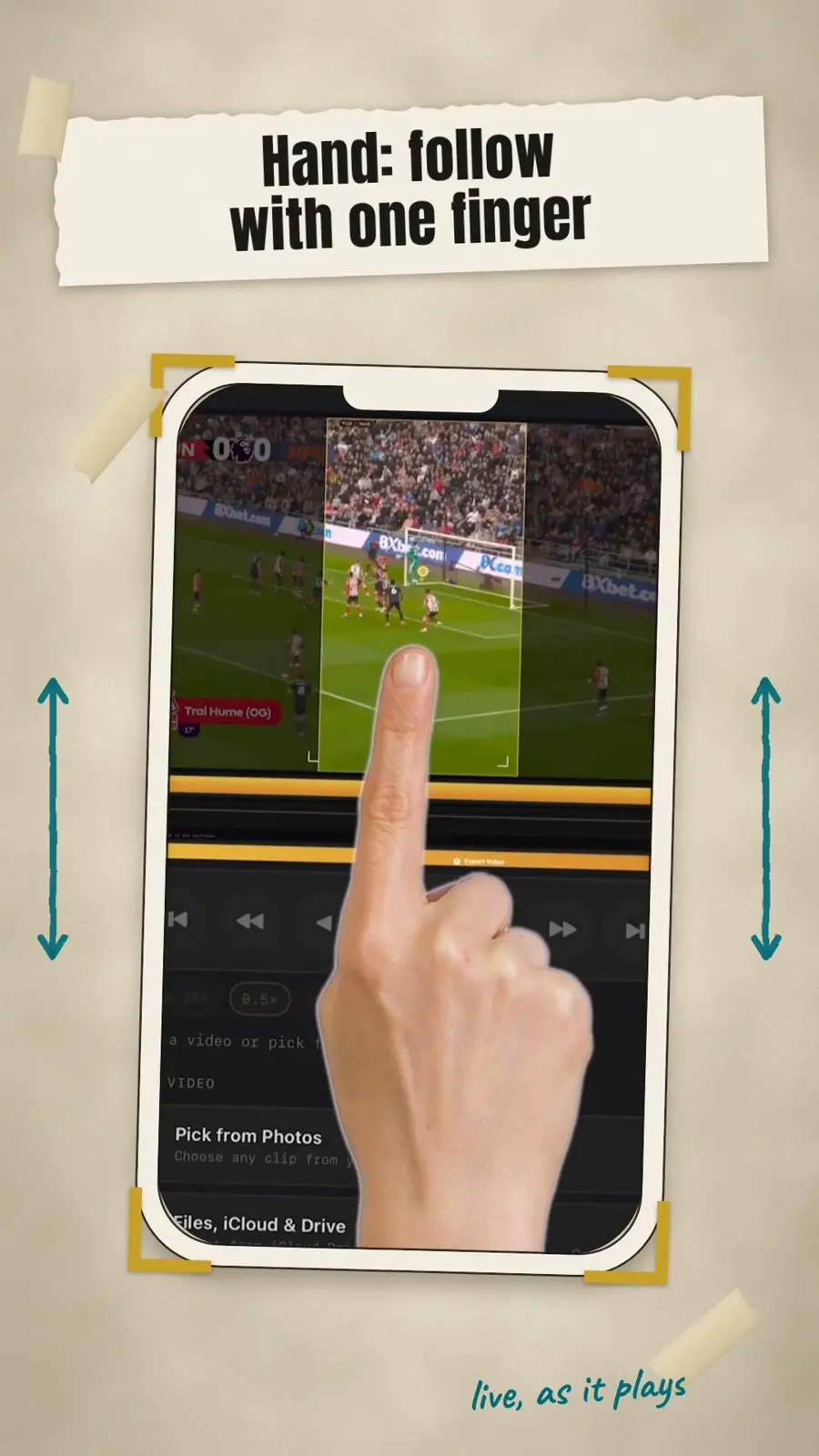 Real Cropper mobile hand gesture demonstrated in the original brand film